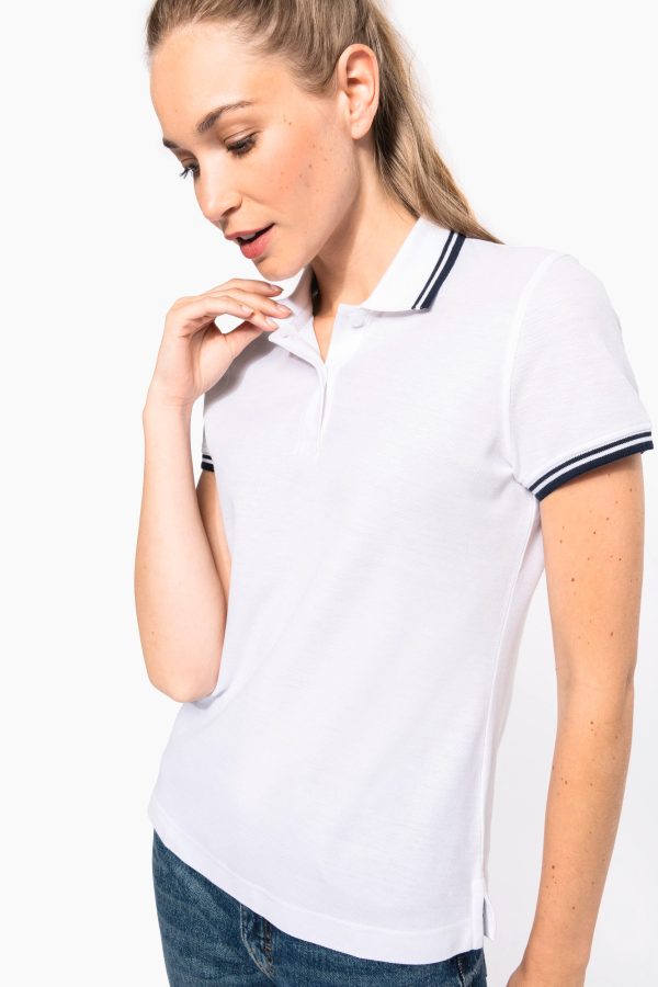 Polo femme manches courtes à liserés contrastés – Image 3