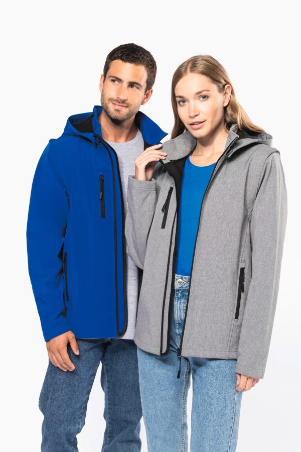 Veste Softshell 3 couches à capuche avec manches amovibles unisexe